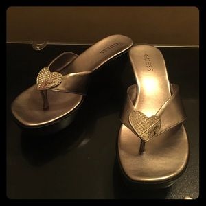 NWOT GUESS Silver Platform Shoes